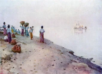 Venter på damperen, tidlig morgen